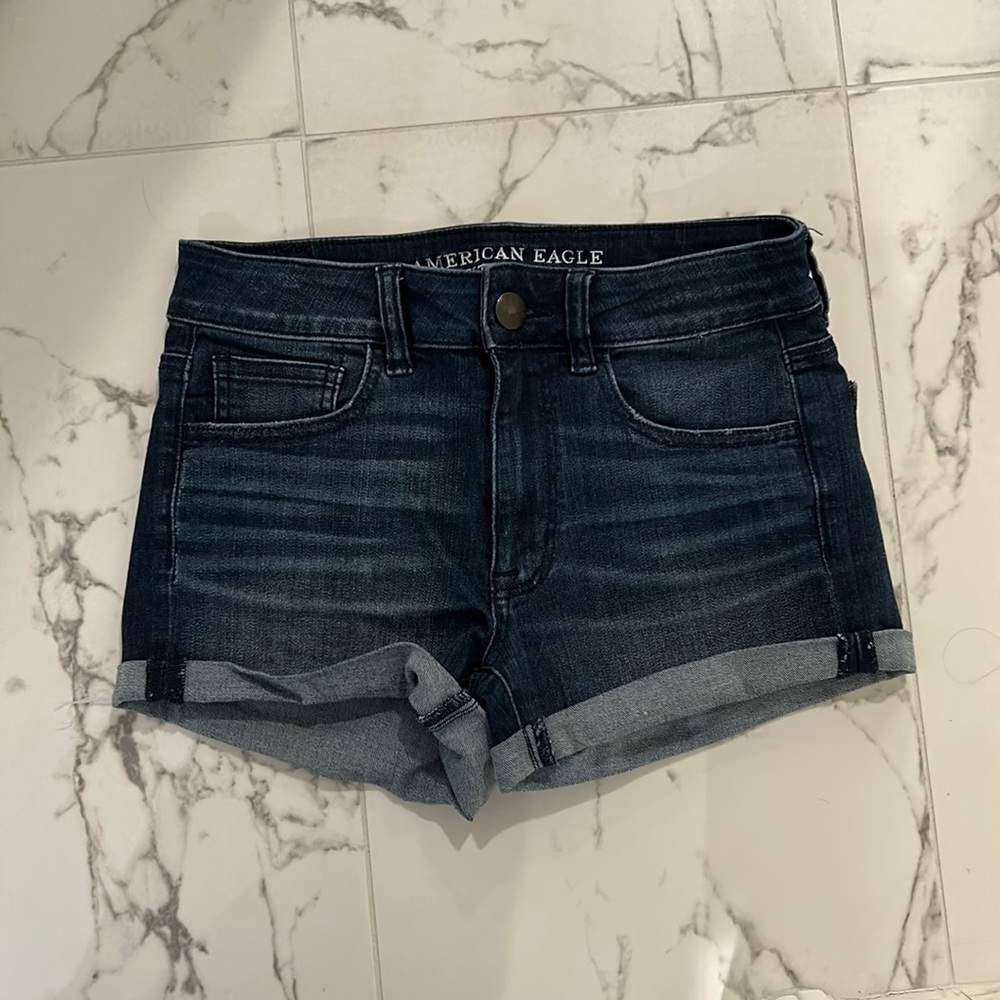 AEO super super stretch high rise jean shortie | 2